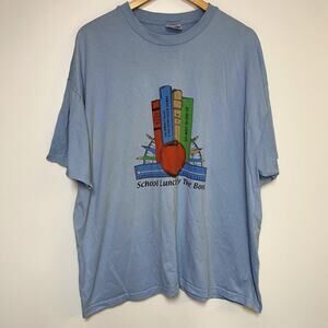 Vintage Lunch Lady Shirt 90s School Cafeteria T-Shirt Blue